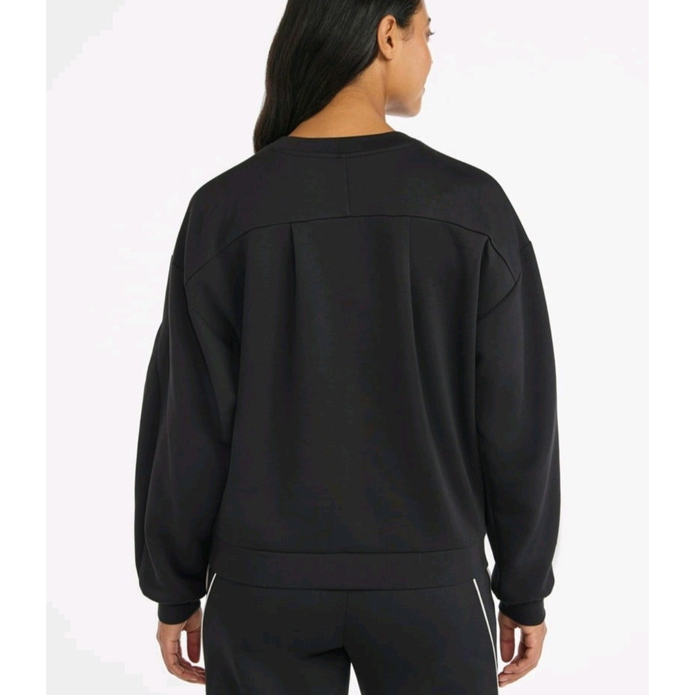 Avia Seamed Scuba Pullover Sweatshirt Crew Black Women Large 12-14 52469 - Picture 3 of 5